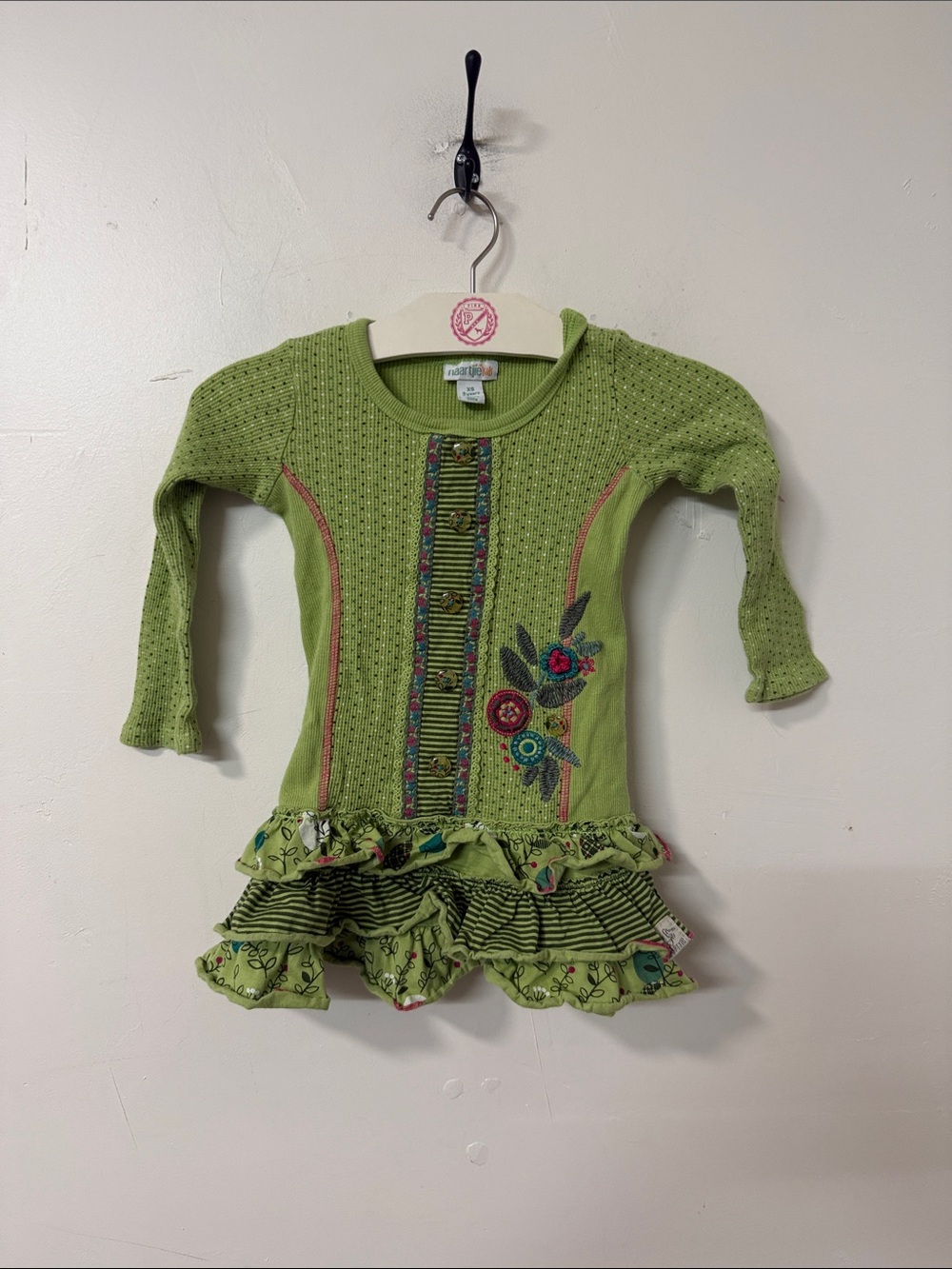 naartjie Lime Green Knit with Floral Embroidery